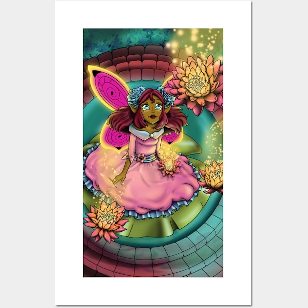 African American Fairy and Water Lilies Wall Art by treasured-gift